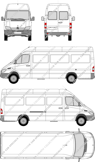 Mercedes-Benz Sprinter 3,5 t, 3,5 t, furgone, tetto alto, empattement long, vitre arrière, 1 Sliding Door (2002)