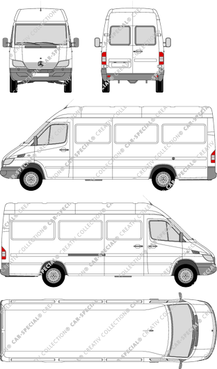 Mercedes-Benz Sprinter 3,5 t, 3,5 t, fourgon, toit haut, Radstand lang, Heck verglast, 1 Sliding Door (2002)