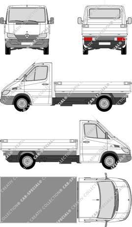 Mercedes-Benz Sprinter, catre, paso de rueda medio, cabina individual (2002)