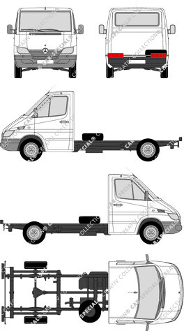 Mercedes-Benz Sprinter, Chassis for superstructures, medium wheelbase, single cab (2002)