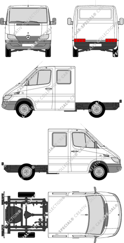 Mercedes-Benz Sprinter, Telaio per sovrastrutture, empattement court, Doppelkabine (2002)