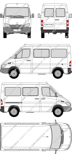 Mercedes-Benz Sprinter, microbús, paso de rueda corto, 1 Sliding Door (2002)