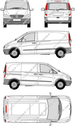 Mercedes-Benz Vito, furgone, kompakt, vitre arrière, Rear Flap, 1 Sliding Door (2003)