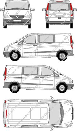 Mercedes-Benz Vito Mixto, Mixto, compact, Heck verglast, double cabine, Rear Flap, 1 Sliding Door (2003)