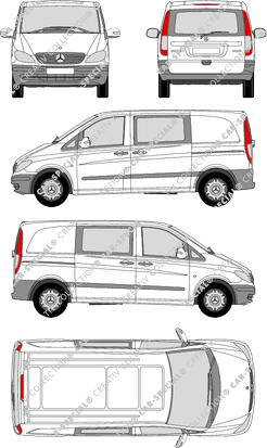 Mercedes-Benz Vito Mixto, Mixto, kompakt, vitre arrière, Doppelkabine, Rear Flap, 2 Sliding Doors (2003)