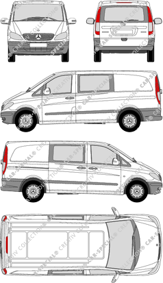 Mercedes-Benz Vito Mixto, Mixto, Mixto, largo, ventana de parte trasera, cabina doble, Rear Flap, 1 Sliding Door (2003)
