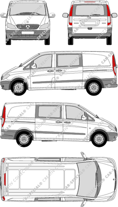 Mercedes-Benz Vito Mixto, Mixto, Mixto, lang, vitre arrière, Doppelkabine, Rear Flap, 2 Sliding Doors (2003)