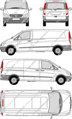 Mercedes-Benz Vito, van/transporter, extra long, rear window, Rear Flap, 1 Sliding Door (2003)