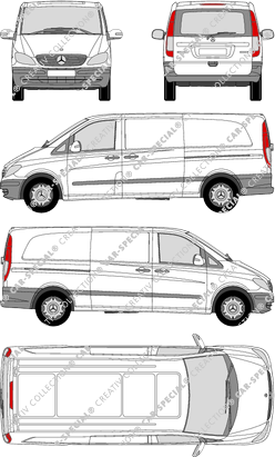 Mercedes-Benz Vito, fourgon, extra long, Heck verglast, Rear Flap, 2 Sliding Doors (2003)