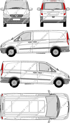 Mercedes-Benz Vito, furgone, lang, vitre arrière, Rear Flap, 2 Sliding Doors (2003)