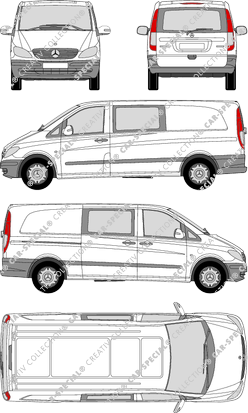 Mercedes-Benz Vito Mixto, Mixto, extra lang, vitre arrière, Doppelkabine, Rear Flap, 1 Sliding Door (2003)