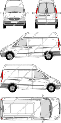 Mercedes-Benz Vito, fourgon, toit haut, Heck verglast, Rear Wing Doors, 2 Sliding Doors (2003)