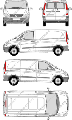 Mercedes-Benz Vito, van/transporter, compact, rear window, Rear Wing Doors, 1 Sliding Door (2003)