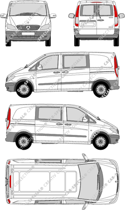 Mercedes-Benz Vito Mixto, Mixto, compact, rear window, double cab, Rear Wing Doors, 2 Sliding Doors (2003)