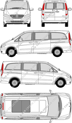 Mercedes-Benz Viano, microbús, largo, Rear Wing Doors, 2 Sliding Doors (2003)