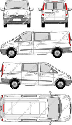 Mercedes-Benz Vito Mixto, Mixto, Mixto, lang, Heck verglast, Doppelkabine, Rear Wing Doors, 1 Sliding Door (2003)