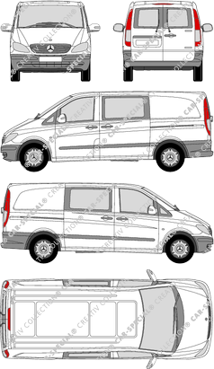 Mercedes-Benz Vito Mixto, Mixto, Mixto, lang, Heck verglast, Doppelkabine, Rear Wing Doors, 2 Sliding Doors (2003)