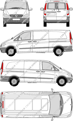 Mercedes-Benz Vito, van/transporter, extra long, rear window, Rear Wing Doors, 2 Sliding Doors (2003)