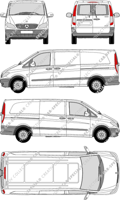 Mercedes-Benz Vito, furgone, extra lang, vitre arrière, Rear Wing Doors, 2 Sliding Doors (2003)