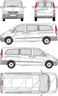 Mercedes-Benz Vito, microbús, especialmente largo, Rear Wing Doors, 2 Sliding Doors (2003)