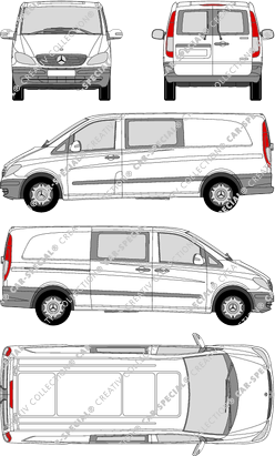 Mercedes-Benz Vito Mixto, Mixto, extra lang, vitre arrière, Doppelkabine, Rear Wing Doors, 1 Sliding Door (2003)