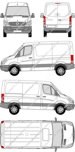 Mercedes-Benz Sprinter, compact, furgone, Rear Wing Doors, 1 Sliding Door (2006)