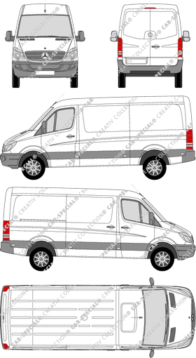 Mercedes-Benz Sprinter, furgón, Rear Wing Doors, 1 Sliding Door (2006)