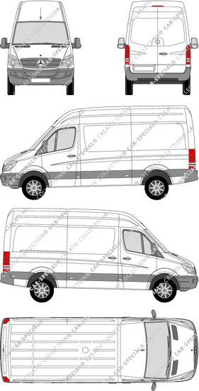 Mercedes-Benz Sprinter, furgón, tejado alto, Rear Wing Doors, 1 Sliding Door (2006)