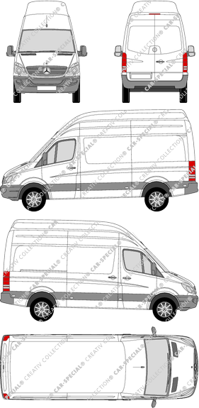 Mercedes-Benz Sprinter, furgone, Superhochdach, Rear Wing Doors, 1 Sliding Door (2006)
