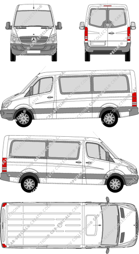 Mercedes-Benz Sprinter, microbús, Rear Wing Doors, 1 Sliding Door (2006)