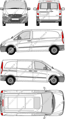 Mercedes-Benz Vito, furgone, kompakt, vitre arrière, Rear Wing Doors, 1 Sliding Door (2010)