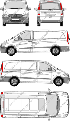 Mercedes-Benz Vito, furgone, lang, vitre arrière, Rear Flap, 1 Sliding Door (2010)