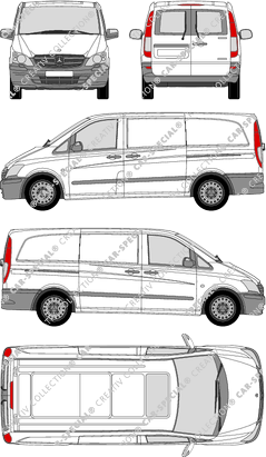 Mercedes-Benz Vito, van/transporter, long, rear window, Rear Wing Doors, 2 Sliding Doors (2010)