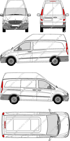 Mercedes-Benz Vito, fourgon, toit haut, Rear Wing Doors, 1 Sliding Door (2010)