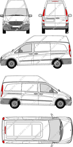 Mercedes-Benz Vito, furgone, tetto alto, Rear Wing Doors, 2 Sliding Doors (2010)