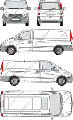 Mercedes-Benz Vito, furgón, especialmente largo, ventana de parte trasera, Rear Flap, 1 Sliding Door (2010)