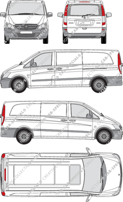 Mercedes-Benz Vito, furgone, extralang, vitre arrière, Rear Flap, 2 Sliding Doors (2010)