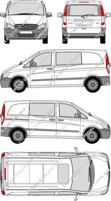 Mercedes-Benz Vito Mixto, Mixto, kompakt, vitre arrière, Doppelkabine, Rear Flap, 1 Sliding Door (2010)