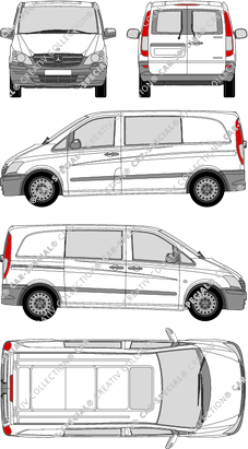 Mercedes-Benz Vito Mixto, Mixto, kompakt, vitre arrière, Doppelkabine, Rear Wing Doors, 1 Sliding Door (2010)