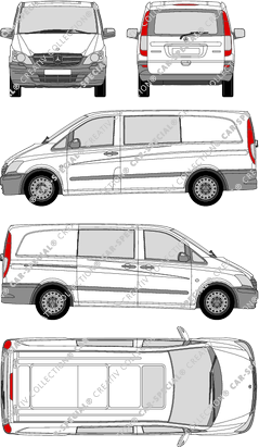 Mercedes-Benz Vito Mixto, Mixto, long, rear window, double cab, Rear Flap, 1 Sliding Door (2010)