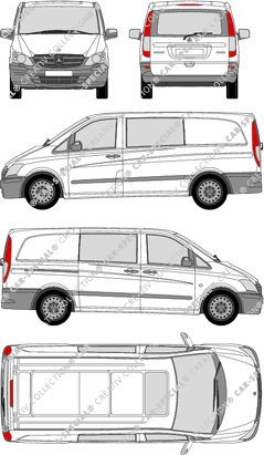 Mercedes-Benz Vito Mixto, Mixto, longue, Heck verglast, double cabine, Rear Flap, 1 Sliding Door (2010)