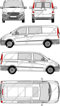 Mercedes-Benz Vito Mixto, Mixto, lang, vitre arrière, Doppelkabine, Rear Wing Doors, 1 Sliding Door (2010)