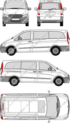 Mercedes-Benz Vito, microbús, largo, Rear Flap, 1 Sliding Door (2010)