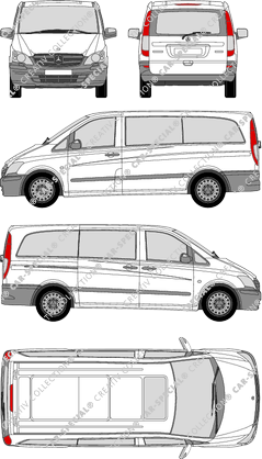 Mercedes-Benz Vito, camionnette, longue, Rear Flap, 1 Sliding Door (2010)