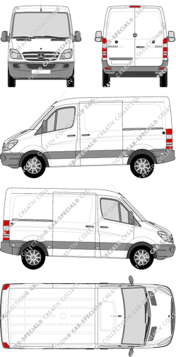 Mercedes-Benz Sprinter, van/transporter, compact, Rear Wing Doors, 2 Sliding Doors (2009)
