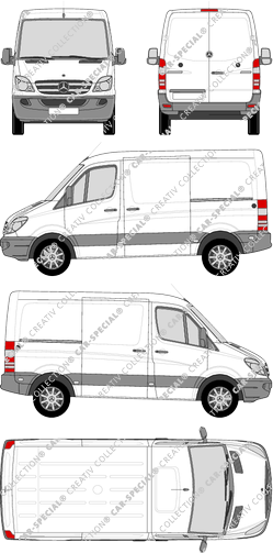 Mercedes-Benz Sprinter, Kastenwagen, Kompakt, Rear Wing Doors, 2 Sliding Doors (2009)