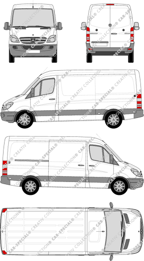 Mercedes-Benz Sprinter, van/transporter, Standard, Rear Wing Doors, 1 Sliding Door (2009)