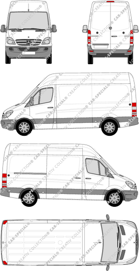 Mercedes-Benz Sprinter, van/transporter, high roof, Standard, Rear Wing Doors, 1 Sliding Door (2009)