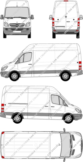 Mercedes-Benz Sprinter, Kastenwagen, Hochdach, Standard, Rear Wing Doors, 1 Sliding Door (2009)