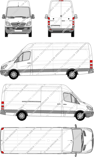 Mercedes-Benz Sprinter, fourgon, toit haut, Lang, Rear Wing Doors, 1 Sliding Door (2009)